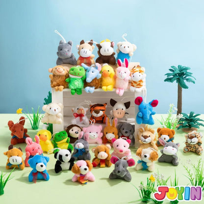 JOYIN 12er-Pack Random Mini Tier Plüschspielzeug, 7.6cm, Kinder Schlüsselanhänger