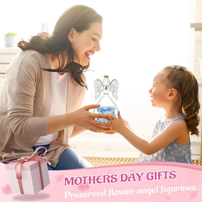 Engel Ewige Rose Figur Geschenkbox Weiß Blau Mutter
