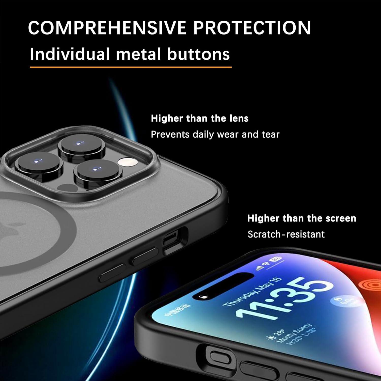 Magnetische iPhone 14 Pro Max Hülle mit MagSafe, Stoßfest, Schwarz