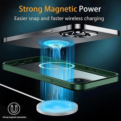 Magnetische Hülle für iPhone 15 Pro Max Grün, MagSafe, Stoßfest, UltraDünn