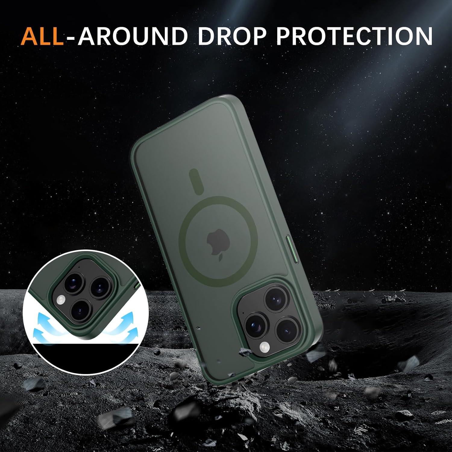 Magnetische Hülle für iPhone 15 Pro Max Grün, MagSafe, Stoßfest, UltraDünn