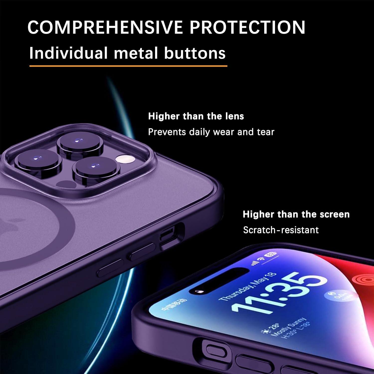 Magnetische Schutzhülle für iPhone 15 Pro Max MagSafe Stoßfest Lila