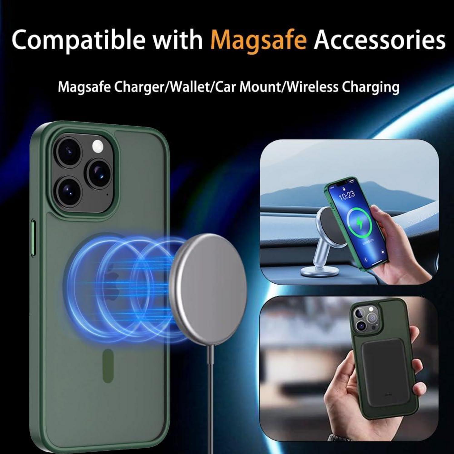 iPhone 15 Pro Magnetische Hülle MagSafe Grün Stoßfest Schutz