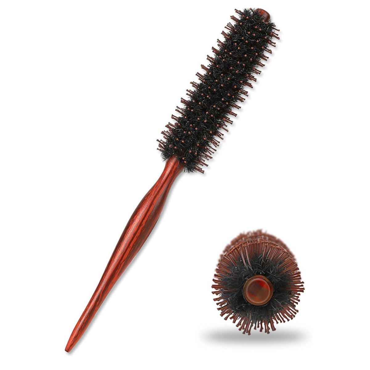 Runde Haarbürste Wildschweinborsten Lockenbürste Föhnen 3,3 cm