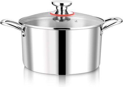 Kochtopf 22cm 3-Lagiger Edelstahl Nudeltopf 5L Induktion Suppentopf