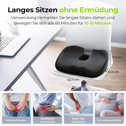 Gedächtnisschaum-Sitzkissen U-förmiges Design Schwarz