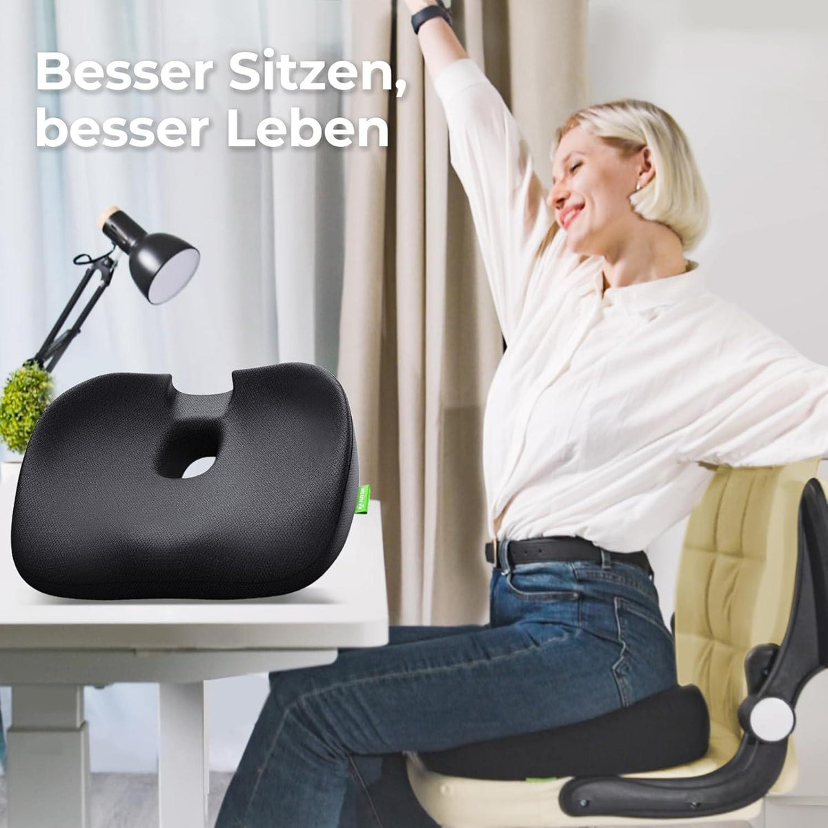 Gedächtnisschaum Sitzkissen U-Form Design Schwarz Büro Auto Rollstuhl