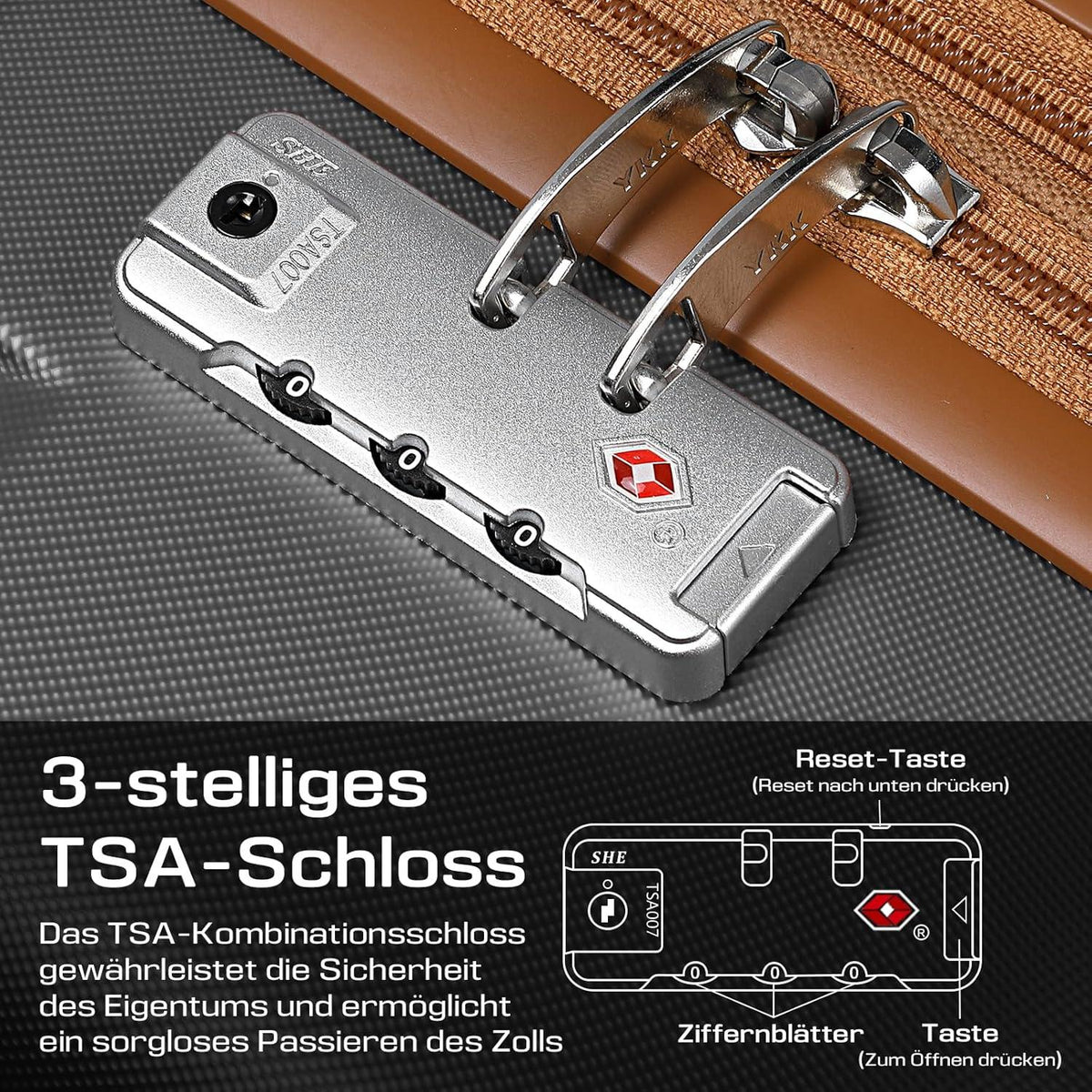 Kofferset ABS Hartschalen 5tlg Reisekoffer TSA-Schloss 4 Rollen