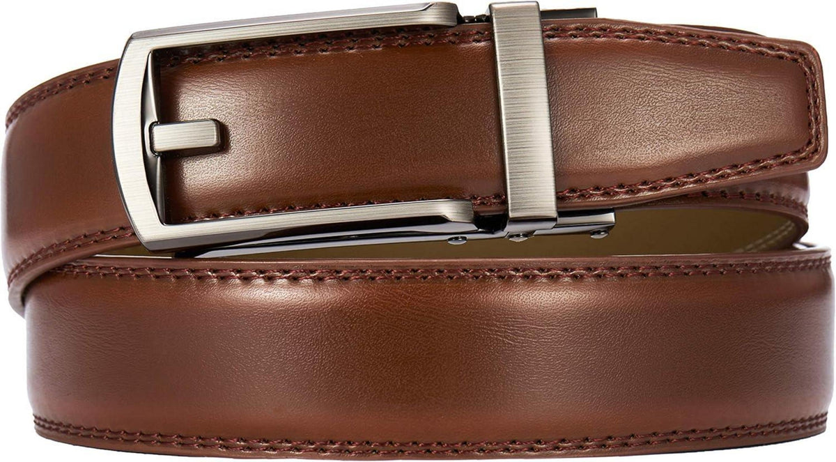 Herren Ledergürtel Automatik 30mm Business Anzug Braun 90-100cm