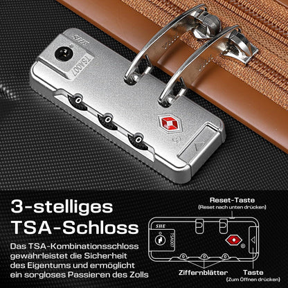 Abs Hartschalen Kofferset mit 4 Rollen und TSA-Schloss M-55cm
