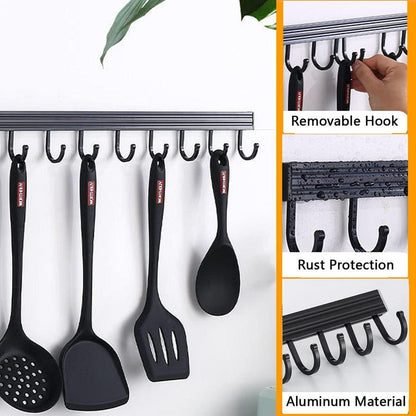 Wand Gewürzregal Set Küchenregal Hakenleiste Küchenrollenhalter Schwarz