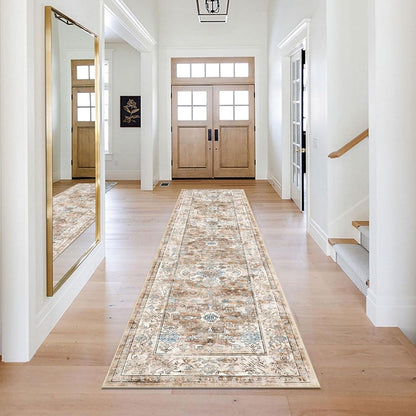 Läufer Teppich 60x240 cm Creme Boho Chic rutschfest waschbar