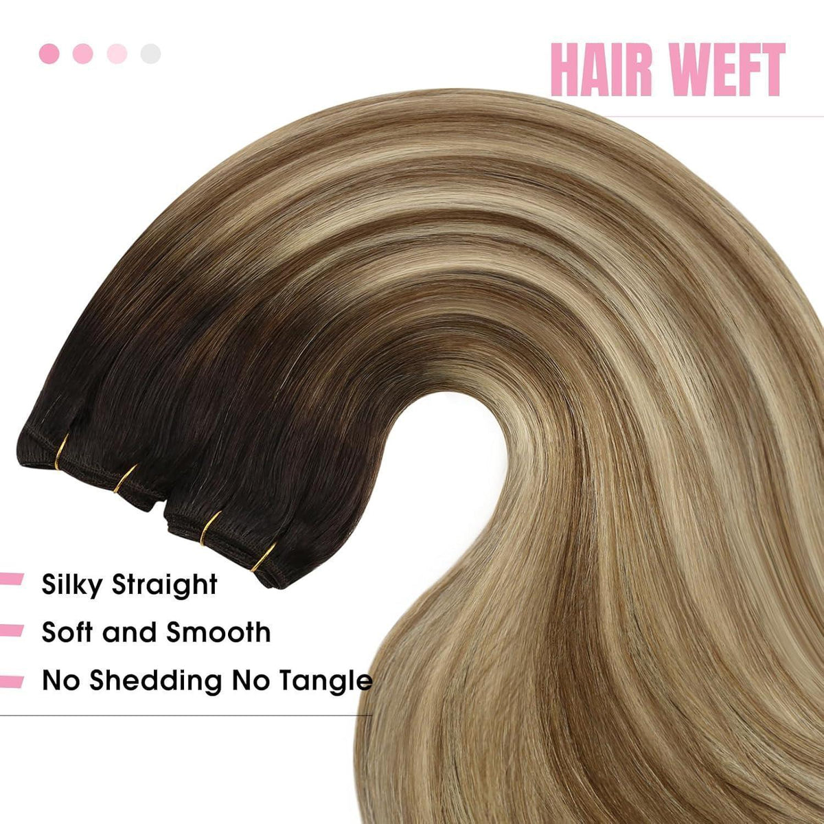 Echthaar Tressen Balayage Braun Blond 40cm Weft Extensions
