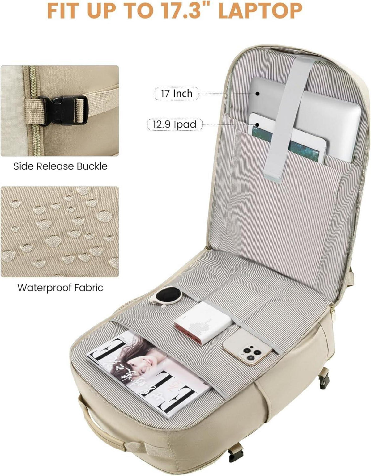 Handgepäck Rucksack 40L Laptop 17 Zoll wasserdicht Travel Daypack