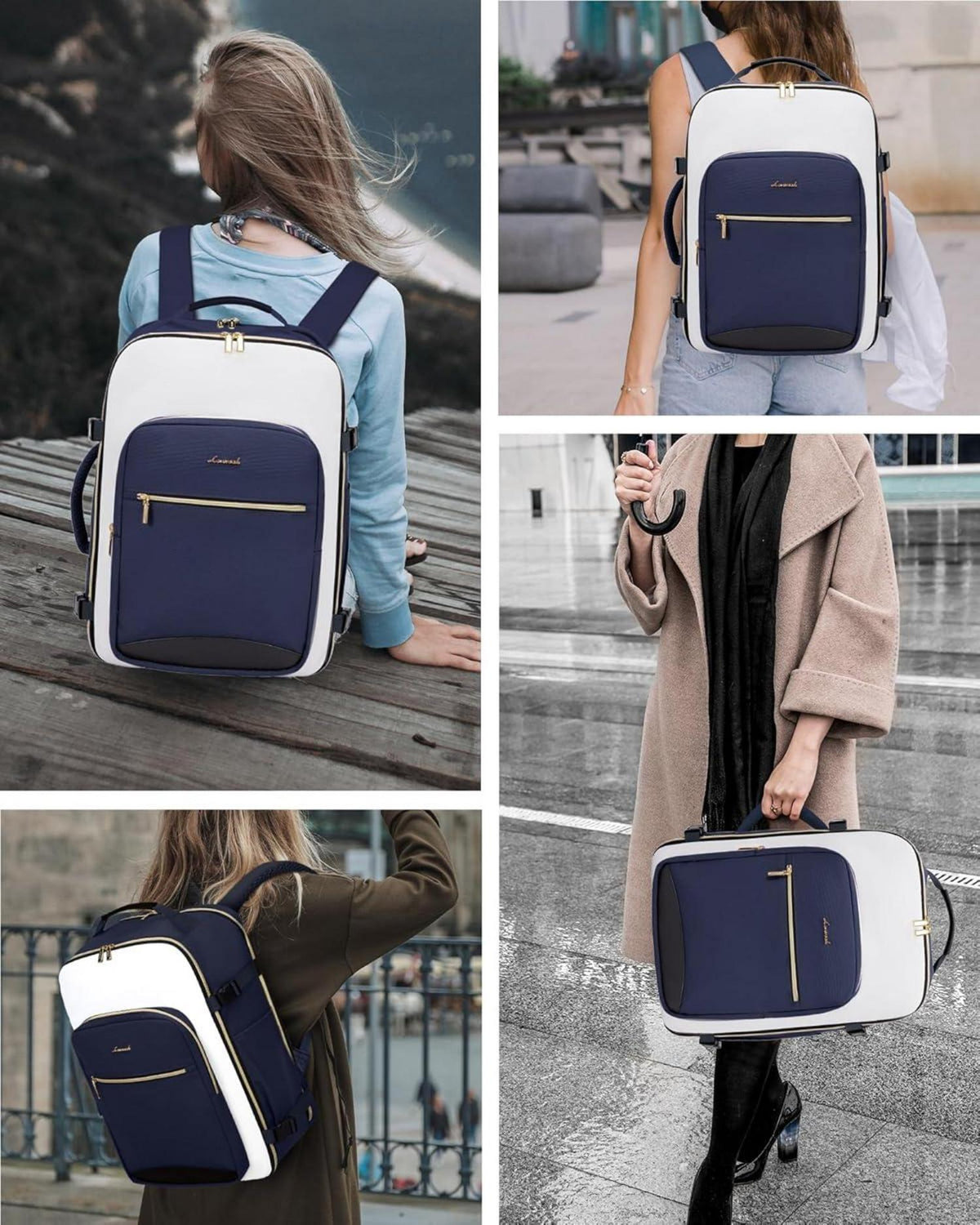 Handgepäck Rucksack 40L Damen Herren Wasserdicht Laptop Travel