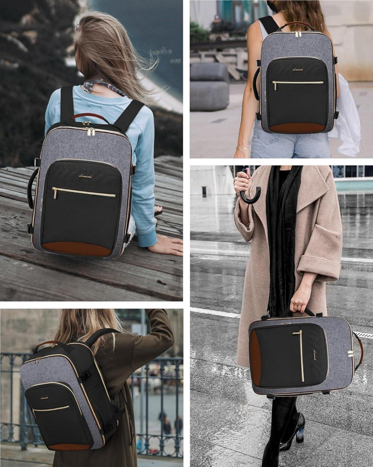Handgepäck Rucksack 40L Damen Herren Wasserdicht Laptop 17 Zoll Travel