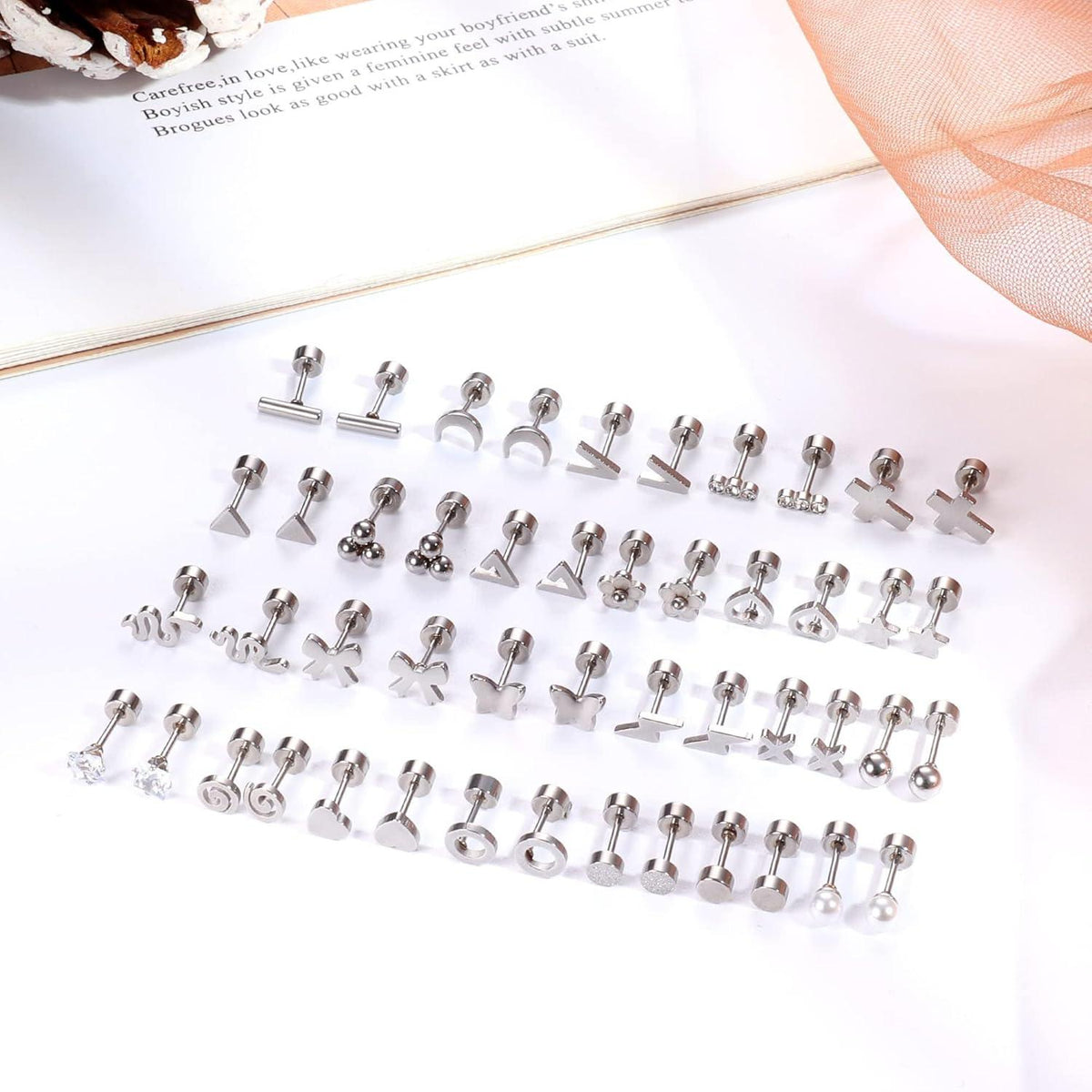 24 Paar Edelstahl Ohrstecker Set Tragus Helix Piercing Ohrringe