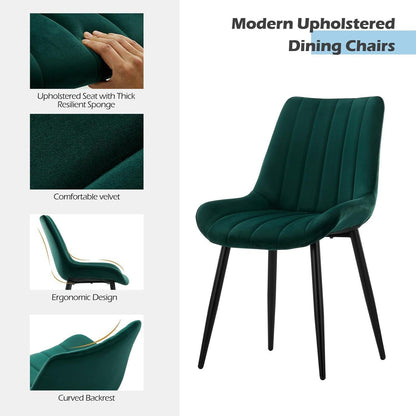 Samt Esszimmerstühle 4er Set – Moderne Sessel Grün