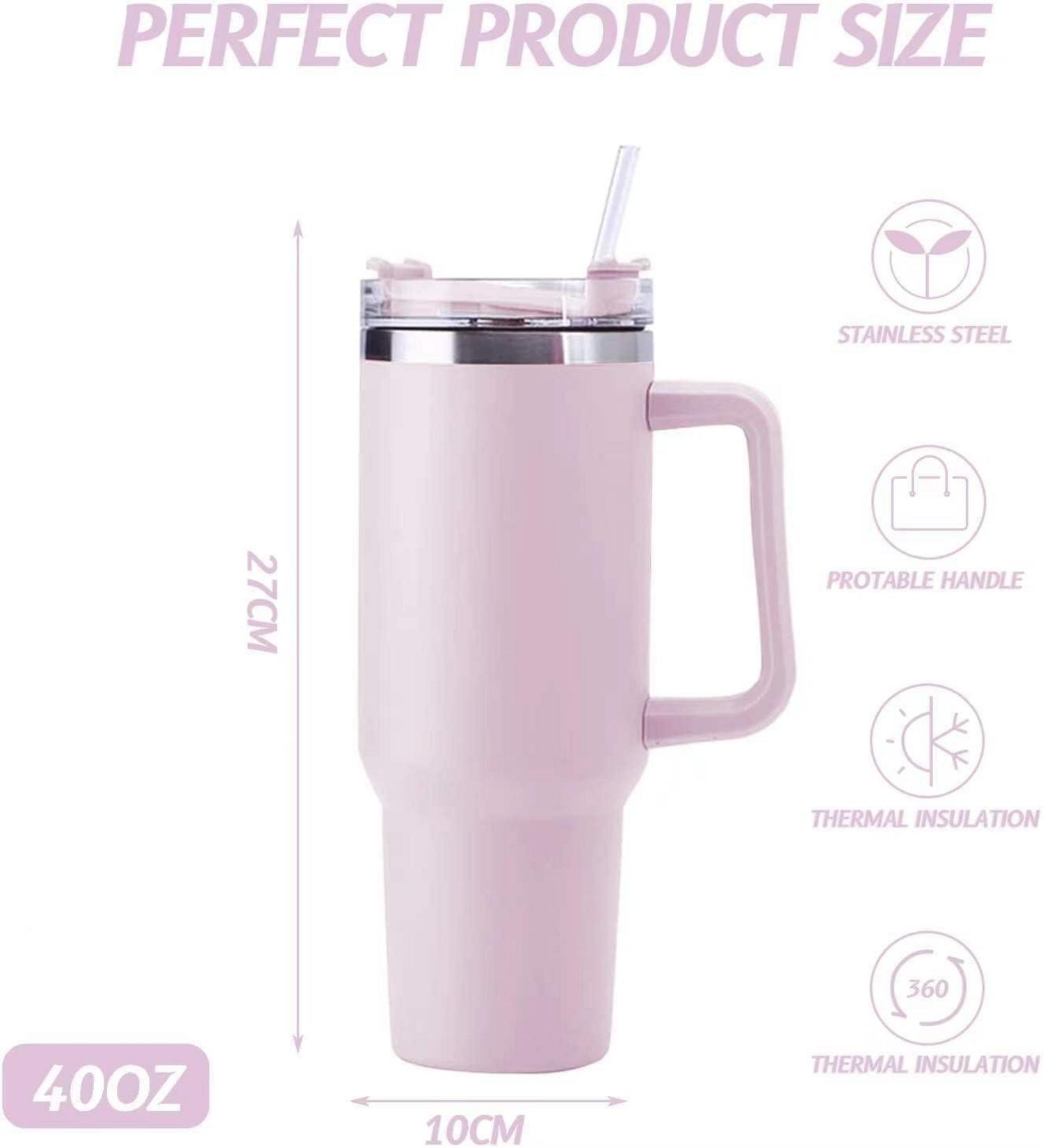 40oz Thermobecher mit Strohhalm und Henkel, Vakuum