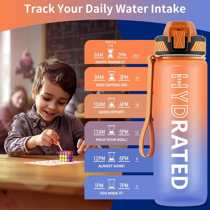 Trinkflasche 800ML BPA-frei mit Strohhalm Zeitmarkierung