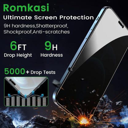 Sichtschutz Folie iPhone 12 Pro Max 6,7 Zoll 2er Pack 9H Panzer Glas Anti-Spy blasenfrei