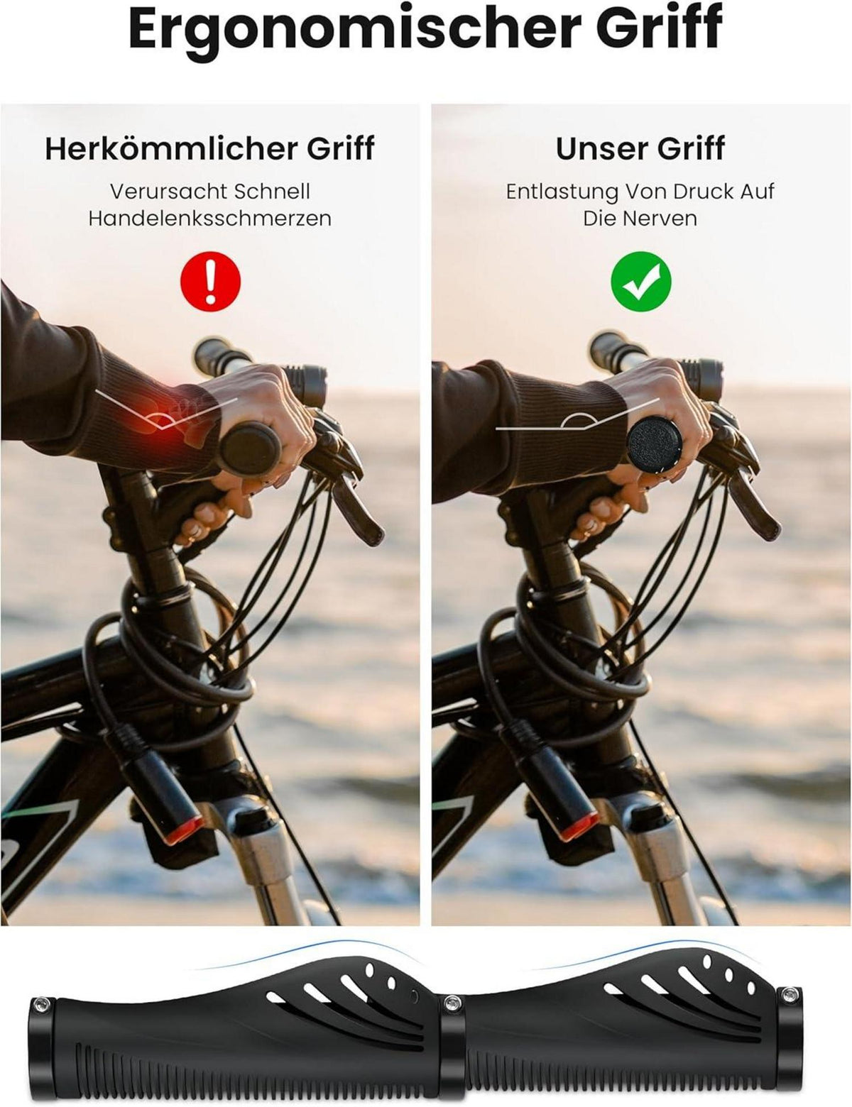 Ergonomische MTB Lenkergriffe Rutschfest 22,2 mm, Lock-On Design