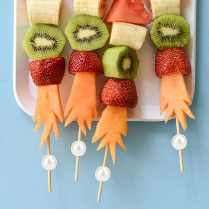 200 Cocktailspieße Bambus mit Perlen – 12cm Party & Snack Spieße