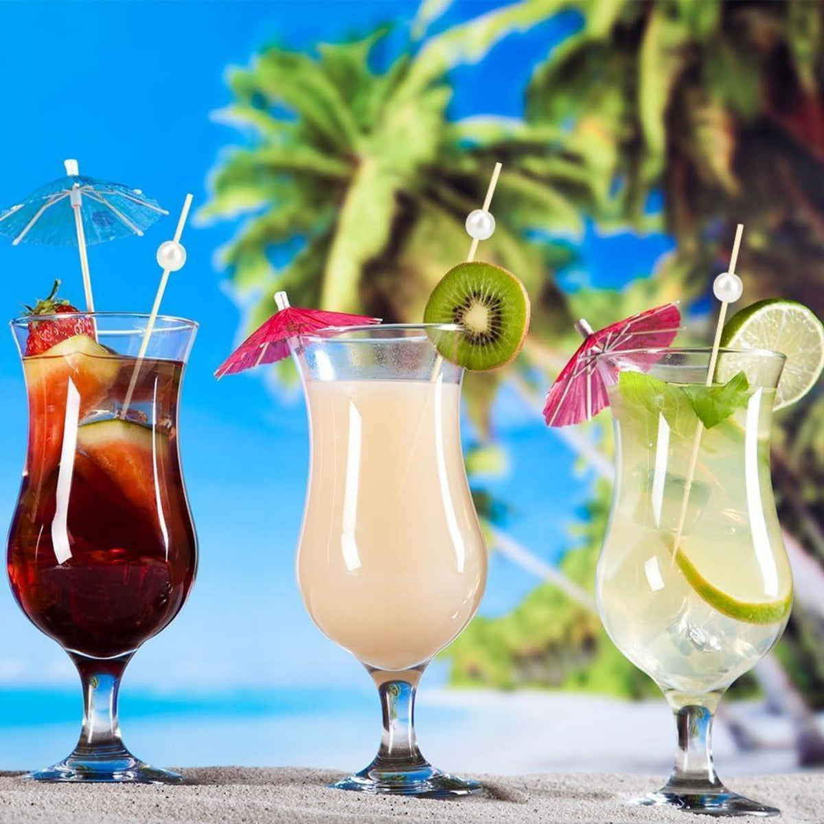 200 Cocktailspieße Bambus mit Perlen – 12cm Party & Snack Spieße