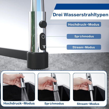 Wandarmatur Küche Edelstahl 3-Strahl-Auslauf, 3/4" Anschluss