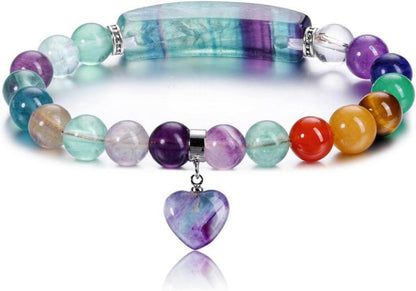 Chakra-Armband mit Herzanhänger und Edelsteinen Energietherapie