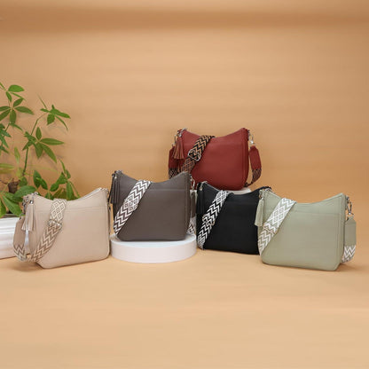 Umhängetasche Damen Klein Mittelgroß Leder Crossbody Rot