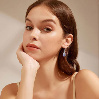 925 Sterling Silber Prinzessschliff Hängend Ohrringe Damen