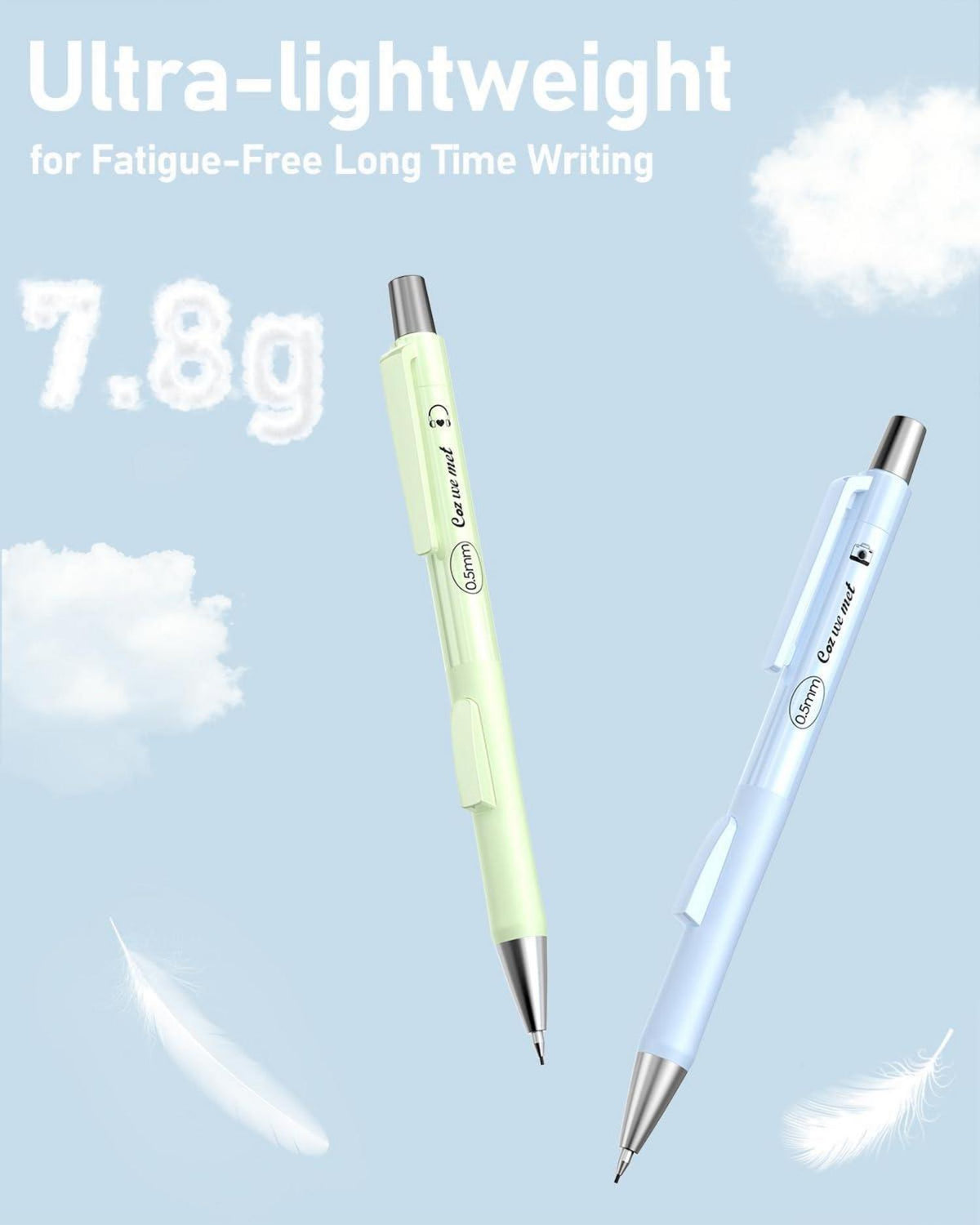 Pastell-Druckbleistift-Set 0,5 mm Minen, 480 HB Bleistiftminen, Radiergummis
