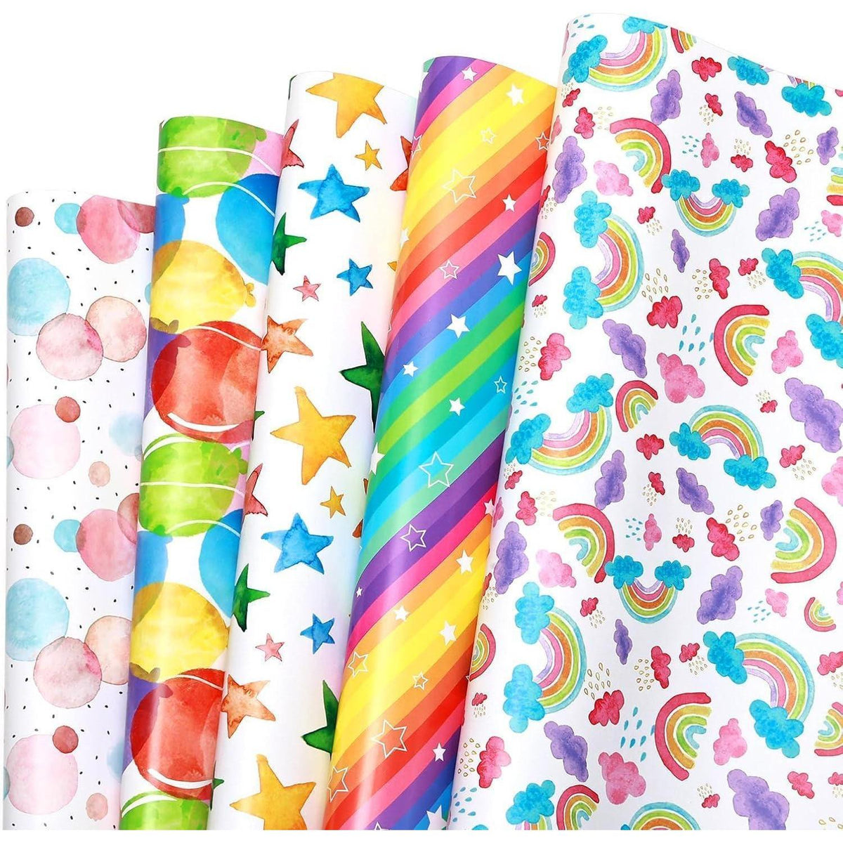 Geschenkpapier Kinder Tiere, 5 Blätter, 70x50cm für Geburtstag