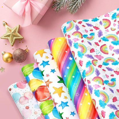 Geschenkpapier Kinder Tiere, 5 Blätter, 70x50cm für Geburtstag
