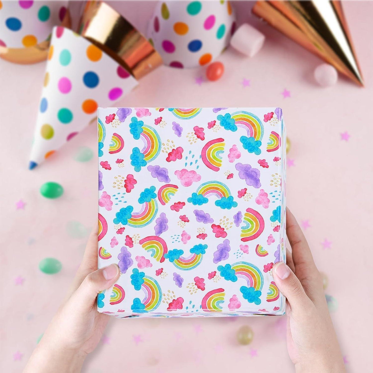 Geschenkpapier Kinder Tiere, 5 Blätter, 70x50cm für Geburtstag