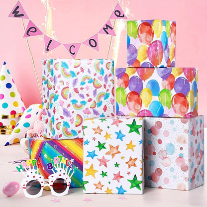 Geschenkpapier Kinder Tiere, 5 Blätter, 70x50cm für Geburtstag