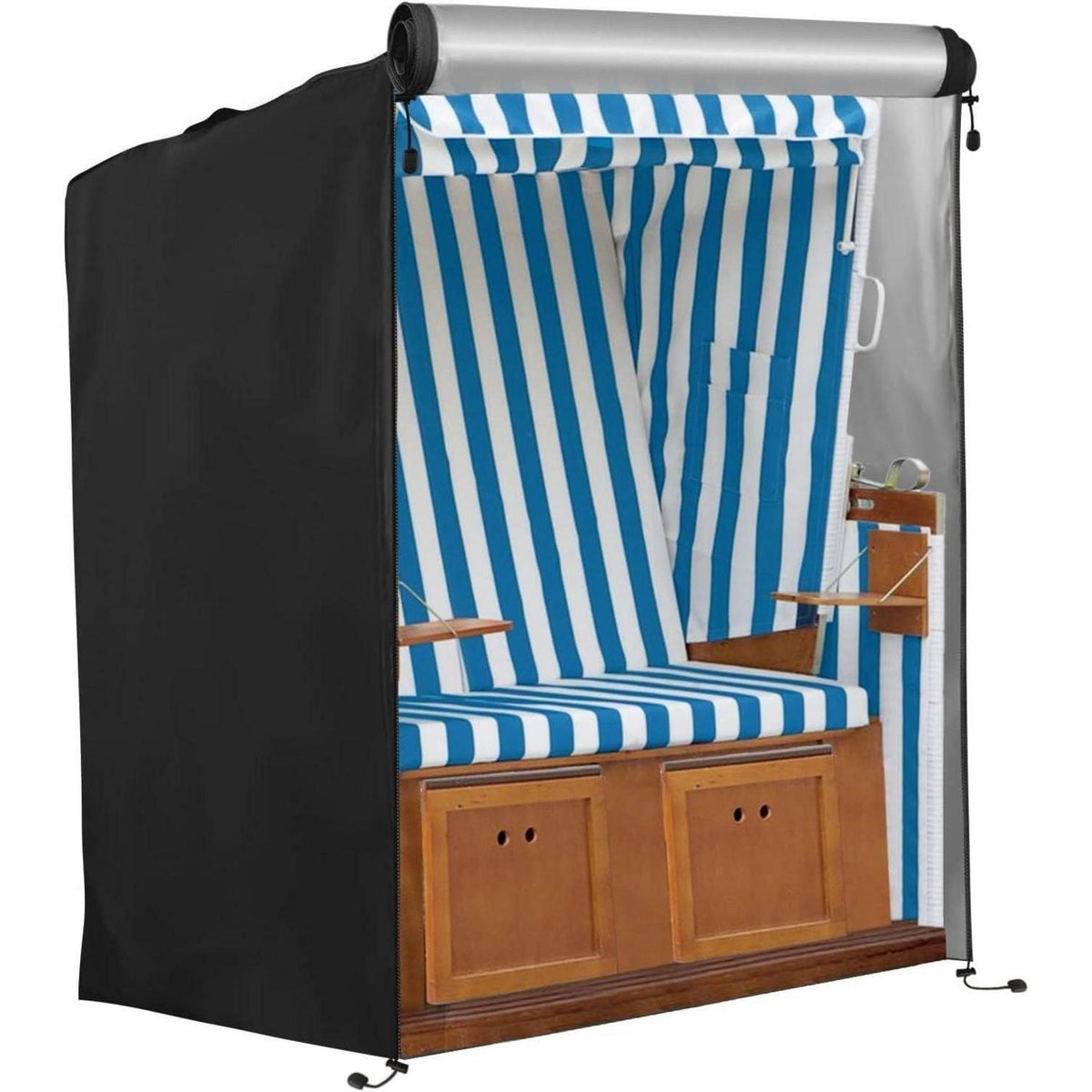 Winterfeste Strandkorb Hülle 420D Oxford Wasserdicht UV-Beständig Schwarz