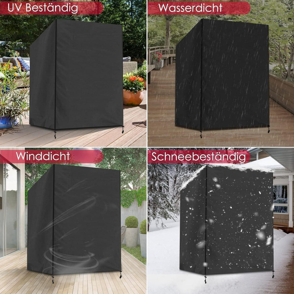 Winterfeste Strandkorb Hülle 420D Oxford Wasserdicht UV-Beständig Schwarz