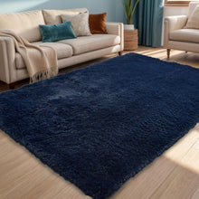 Weicher Blauer Zottelteppich Flauschig Waschbar Modern