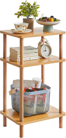 Holz Beistelltisch mit 3 Ebenen 39x29x68.5cm Couchtisch Sofatisch