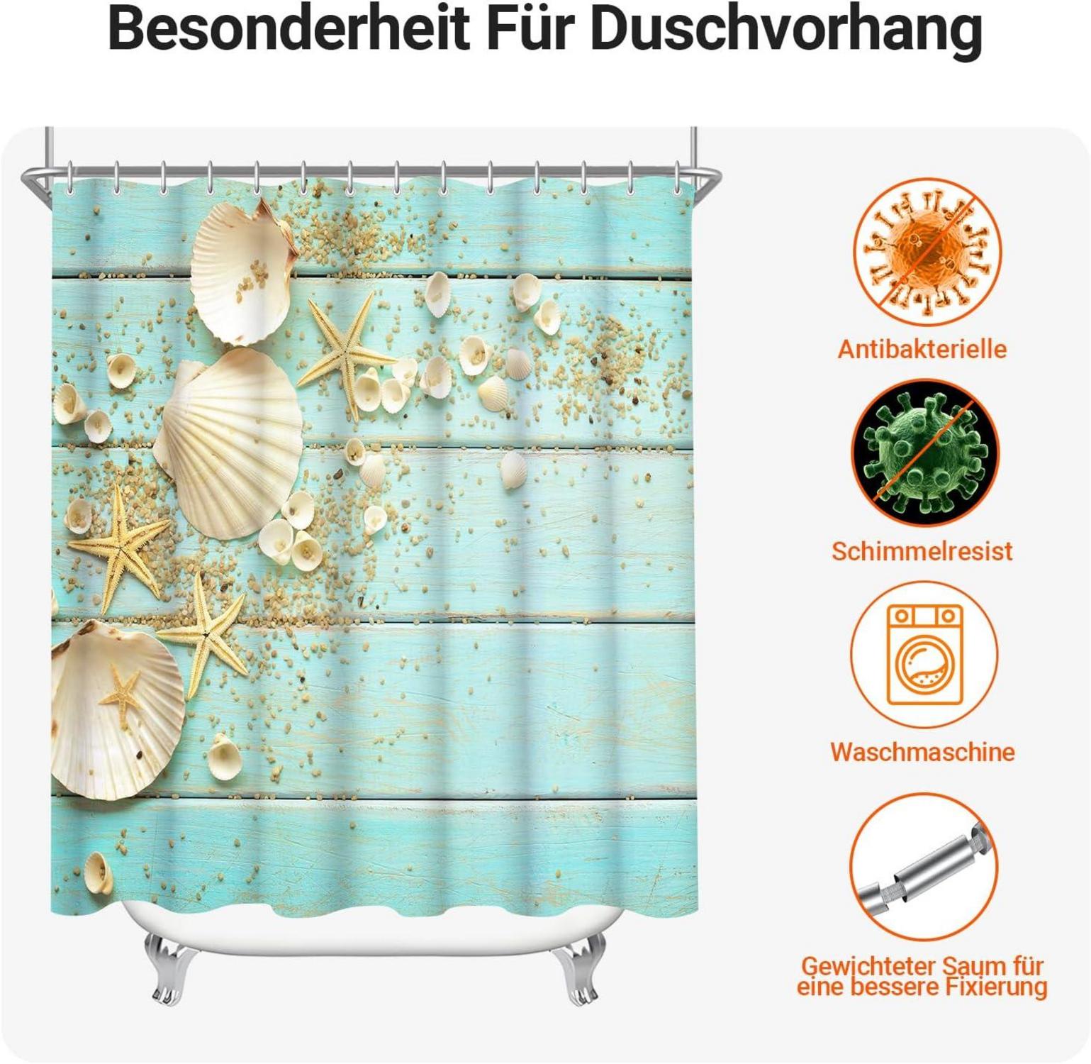 Duschvorhang 240x180cm Schale Antischimmel Polyester Saum, wasserabweisend