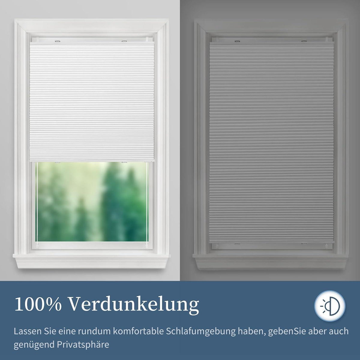 Verdunklungsplissee Wabenplissee ohne Bohren Weiß 70x220cm Thermo-Isolierung