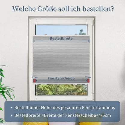 Verdunklungsplissee Wabenplissee ohne Bohren Weiß-Hellgrau 70x130cm
