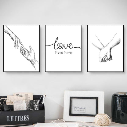 Premium Poster Set "Hand in Hand" - Moderne Wandkunst 30x40cm