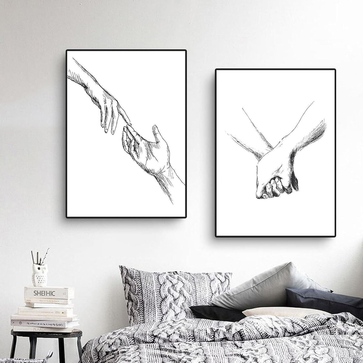 Premium Poster Set "Hand in Hand" - Moderne Wandkunst 30x40cm