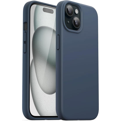 Silikon Hülle für iPhone 15 6,1 Zoll, Stoßfest, Sturmblau
