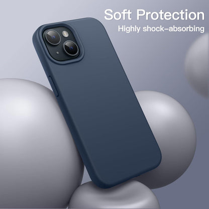 Silikon Hülle für iPhone 15 6,1 Zoll, Stoßfest, Sturmblau