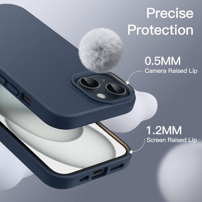 Silikon Hülle für iPhone 15 6,1 Zoll, Stoßfest, Sturmblau