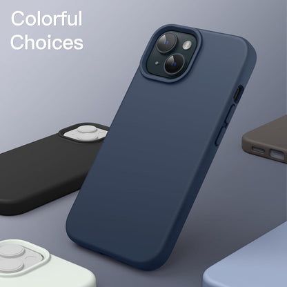 Silikon Hülle für iPhone 15 6,1 Zoll, Stoßfest, Sturmblau